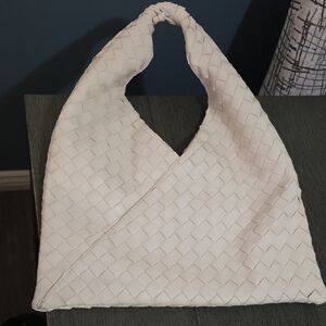 Moda LUXE Elegant cream Colored Woven Hobo Bag